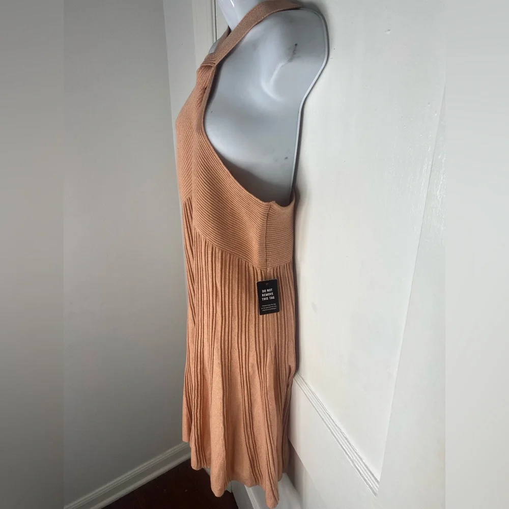 Express NWT Peach Knit Backless Halter Dress - Picture 3 of 9